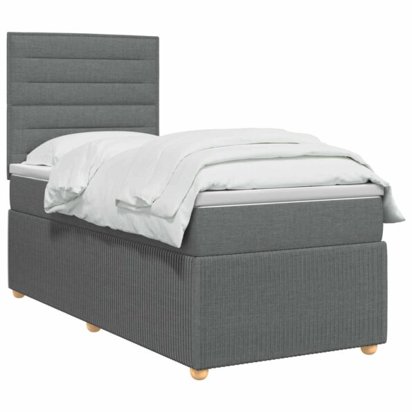 vidaXL Posteľ boxspring s matracom Tmavosivá 90 x 190 cm Látka – Obrázok 2