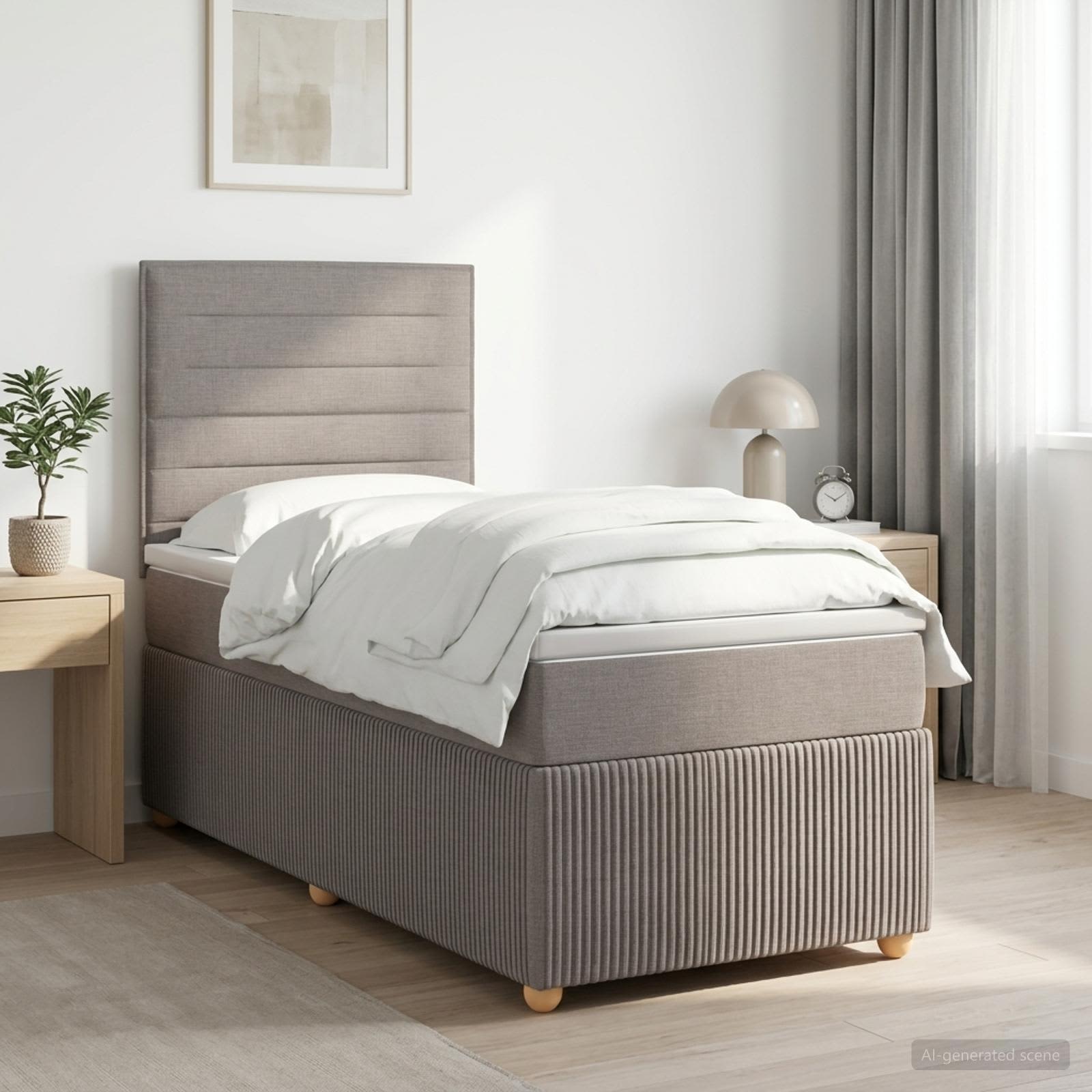 3454281_1.jpg vidaXL Posteľ boxspring s matracom Sivohnedá 90 x 190 cm Látka – Obrázok 1