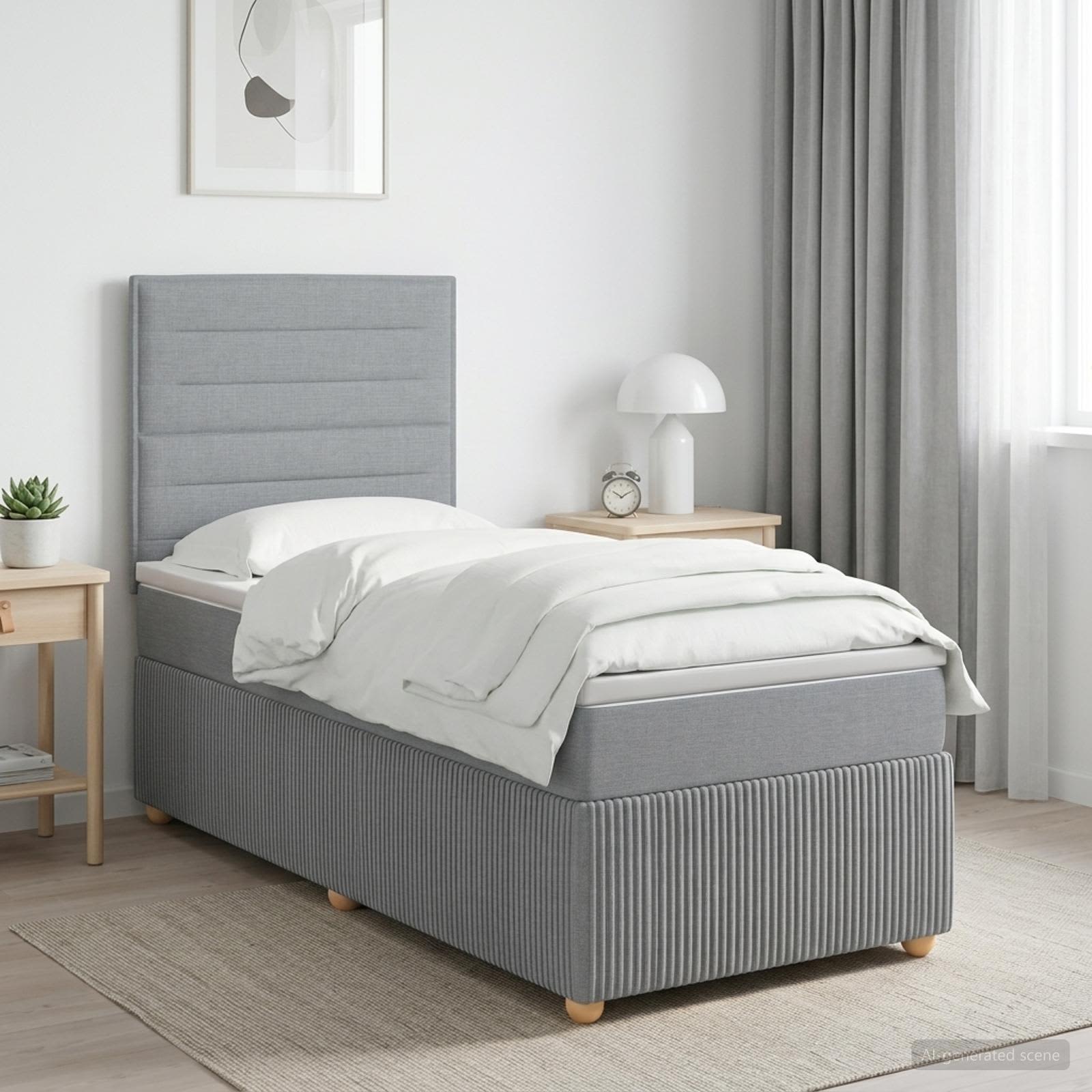 3454298_1.jpg vidaXL Posteľ boxspring s matracom Svetlosivá 90 x 200 cm Látka – Obrázok 1