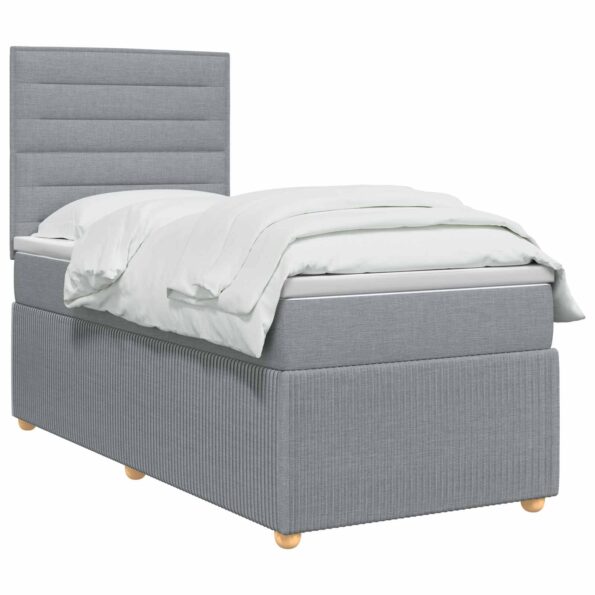 vidaXL Posteľ boxspring s matracom Svetlosivá 90 x 200 cm Látka – Obrázok 2