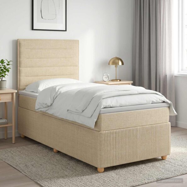 vidaXL Posteľ boxspring s matracom Krémová 100 x 200 cm Látka – Obrázok 11
