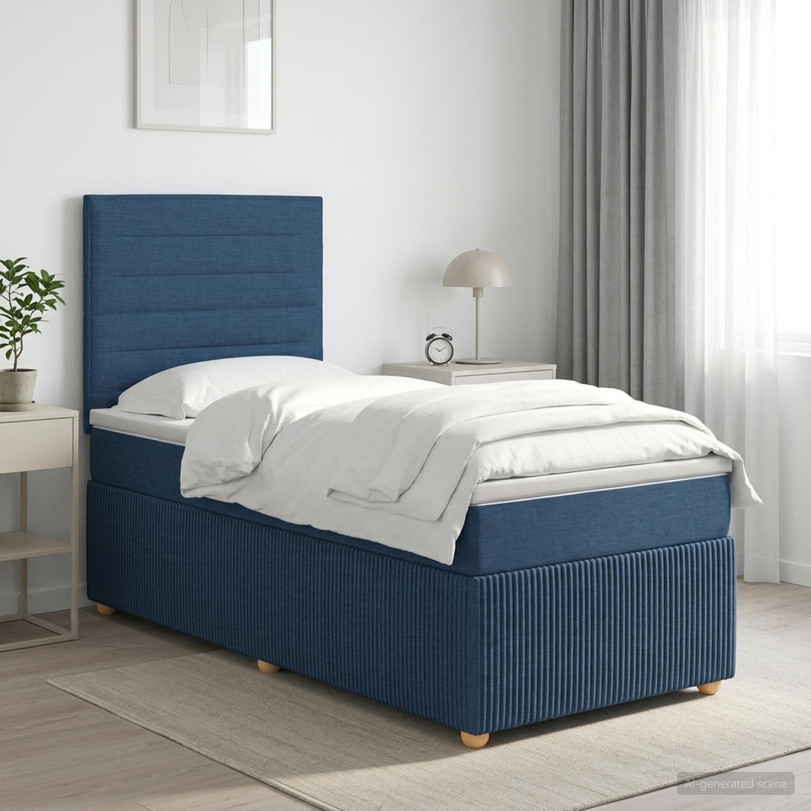 3454325_1.jpg vidaXL Posteľ boxspring s matracom Modrá 100 x 200 cm Látka – Obrázok 1