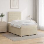 vidaXL Posteľ boxspring s matracom Krémová 120 x 190 cm Látka