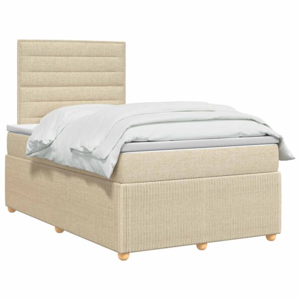vidaXL Posteľ boxspring s matracom Krémová 120 x 190 cm Látka – Obrázok 2