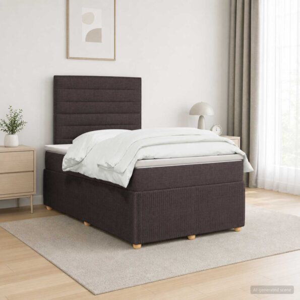 vidaXL Posteľ boxspring s matracom Tmavohnedá 120 x 200 cm Látka – Obrázok 11