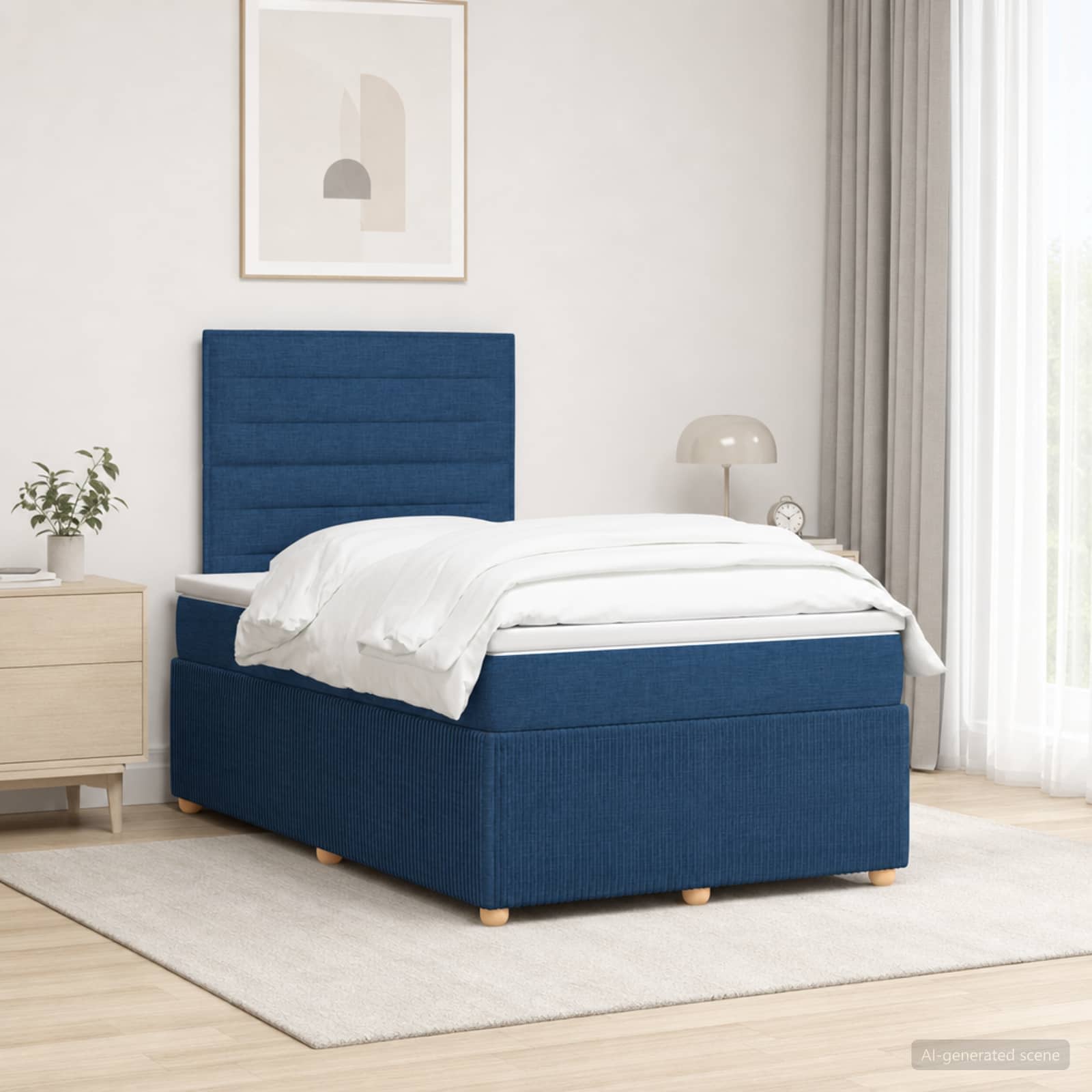3454367_1.jpg vidaXL Posteľ boxspring s matracom Modrá 120 x 200 cm Látka – Obrázok 1