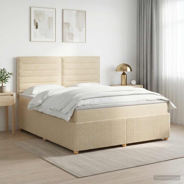 vidaXL Posteľ boxspring s matracom Krémová 140 x 190 cm Látka – Obrázok 11