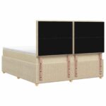vidaXL Posteľ boxspring s matracom Krémová 140 x 190 cm Látka – Obrázok 7