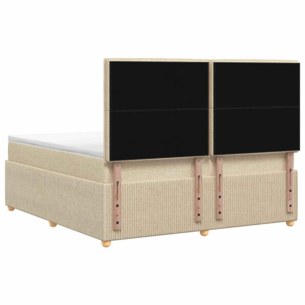 vidaXL Posteľ boxspring s matracom Krémová 140 x 200 cm Látka – Obrázok 7