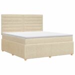 vidaXL Posteľ boxspring s matracom Krémová 160 x 200 cm Látka – Obrázok 2