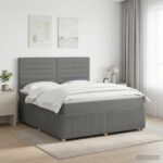 vidaXL Posteľ boxspring s matracom Tmavosivá 180 x 200 cm Látka – Obrázok 11