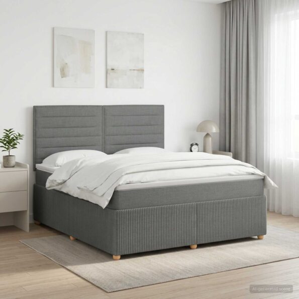 vidaXL Posteľ boxspring s matracom Tmavosivá 180 x 200 cm Látka – Obrázok 11