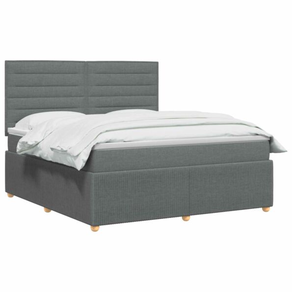 vidaXL Posteľ boxspring s matracom Tmavosivá 180 x 200 cm Látka – Obrázok 2