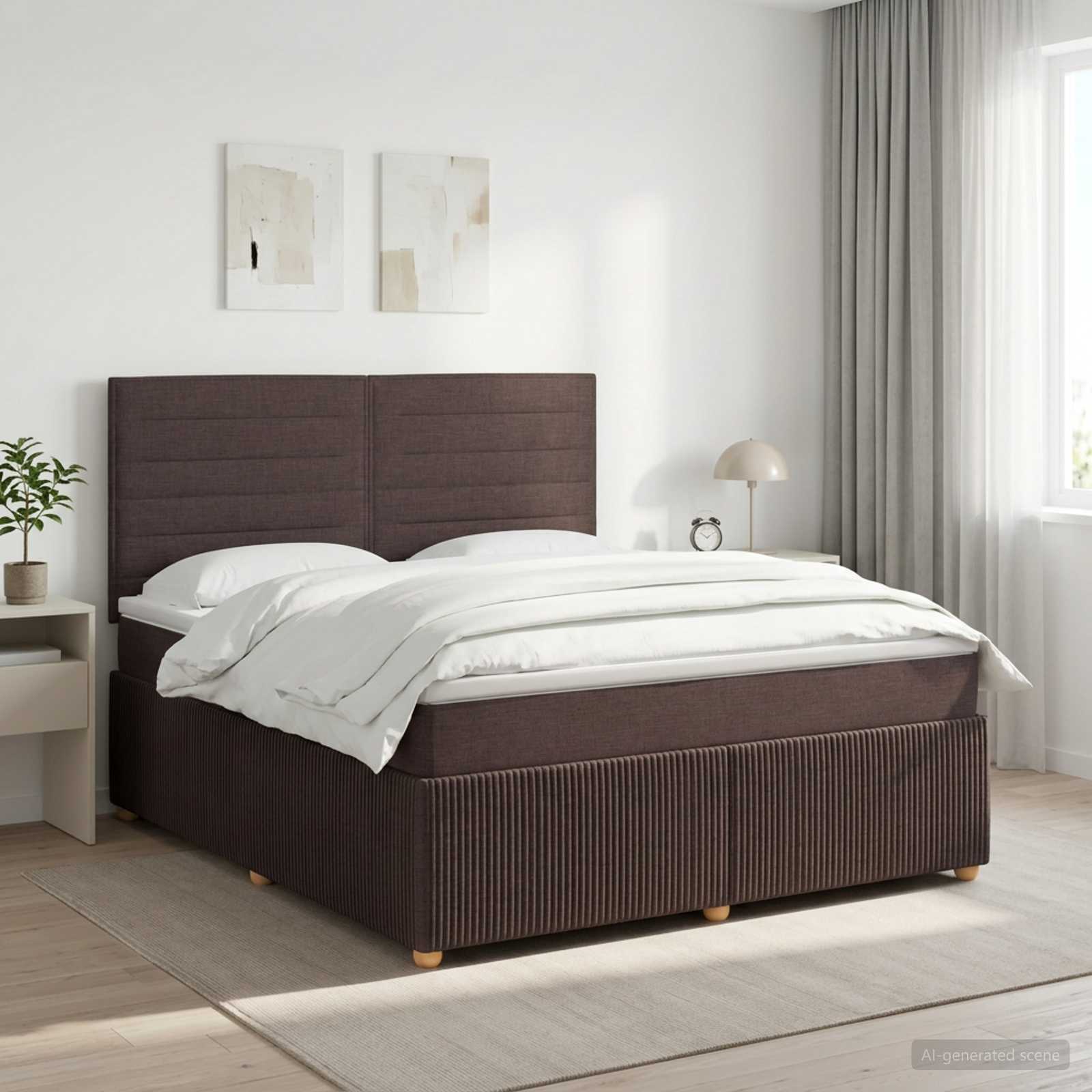 3454448_1.jpg vidaXL Posteľ boxspring s matracom Tmavohnedá 180 x 200 cm Látka – Obrázok 1