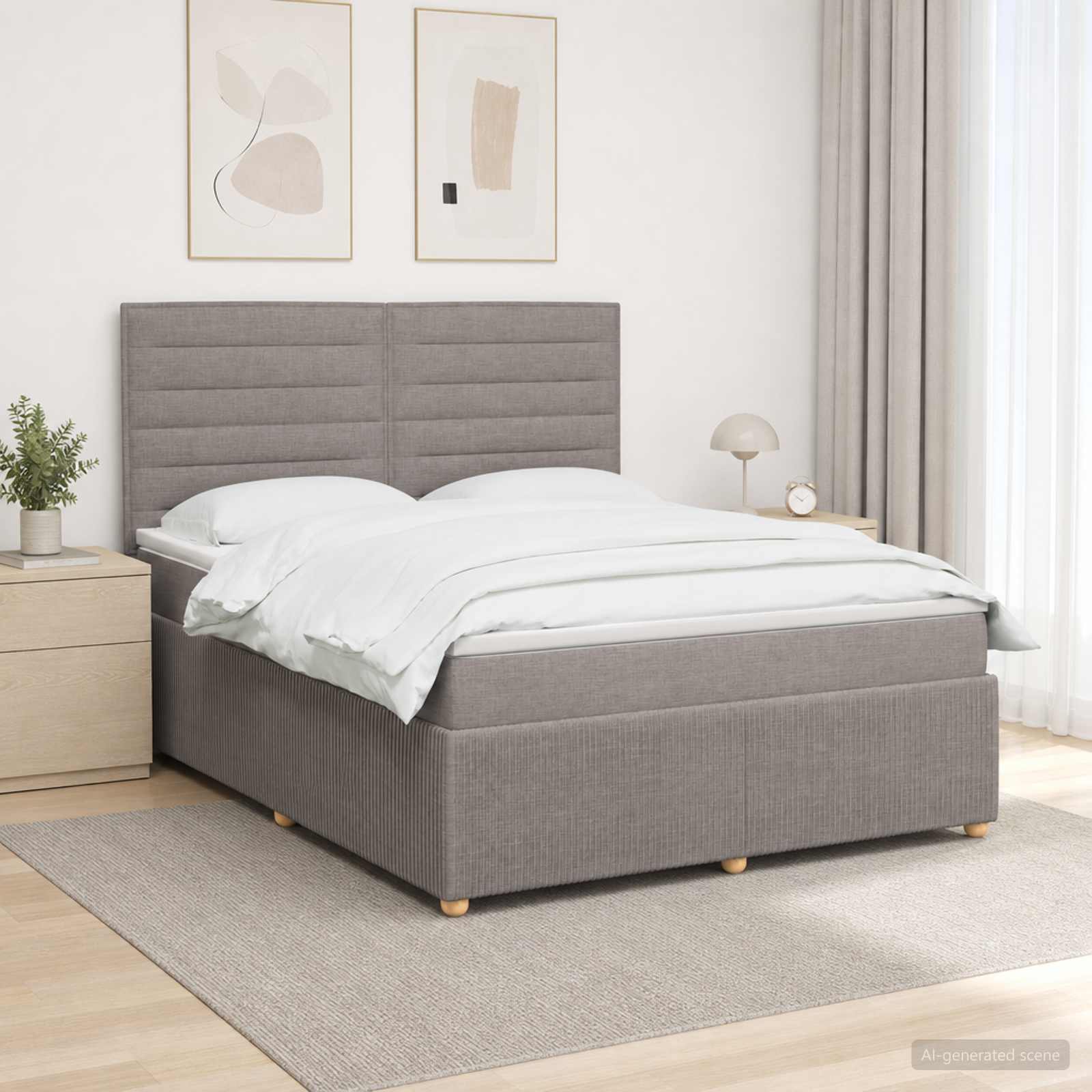 3454449_1.jpg vidaXL Posteľ boxspring s matracom Sivohnedá 180 x 200 cm Látka – Obrázok 1
