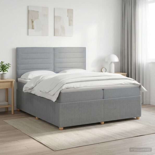 vidaXL Posteľ boxspring s matracom Svetlosivá 200 x 200 cm Látka – Obrázok 11