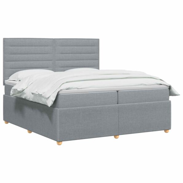 vidaXL Posteľ boxspring s matracom Svetlosivá 200 x 200 cm Látka – Obrázok 2