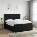 vidaXL Posteľ boxspring s matracom Čierna 200 x 200 cm Látka