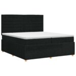 vidaXL Posteľ boxspring s matracom Čierna 200 x 200 cm Látka – Obrázok 2