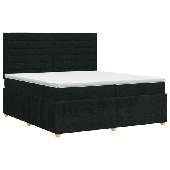 vidaXL Posteľ boxspring s matracom Čierna 200 x 200 cm Látka – Obrázok 2