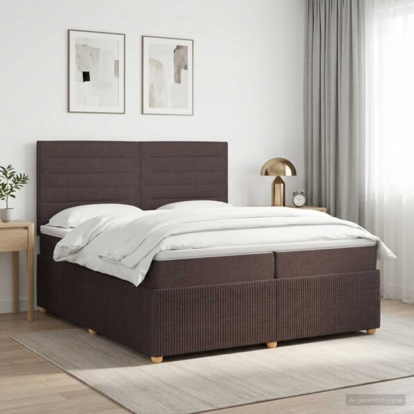 vidaXL Posteľ boxspring s matracom Tmavohnedá 200 x 200 cm Látka – Obrázok 11