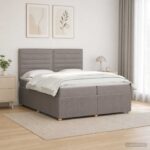 vidaXL Posteľ boxspring s matracom Sivohnedá 200 x 200 cm Látka