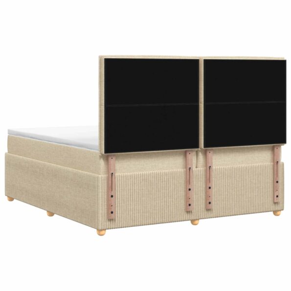 vidaXL Posteľ boxspring s matracom Krémová 200 x 200 cm Látka – Obrázok 7
