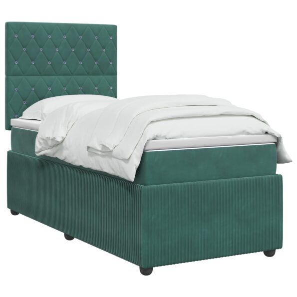 vidaXL Posteľ boxspring s matracom Tmavozelená 80 x 200 cm Zamat – Obrázok 3