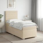 vidaXL Posteľ boxspring s matracom Krémová 80 x 200 cm Látka – Obrázok 4