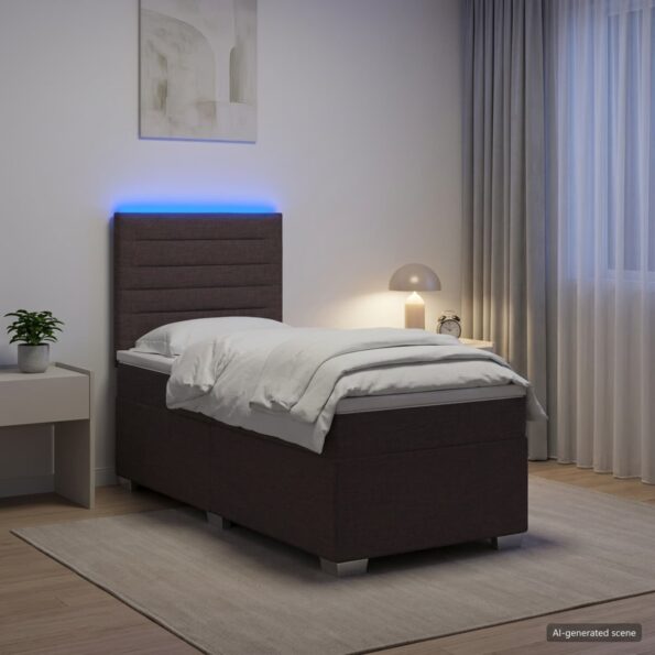 vidaXL Posteľ boxspring s matracom Tmavohnedá 90 x 190 cm Látka – Obrázok 12