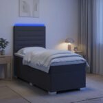 vidaXL Posteľ boxspring s matracom Tmavosivá 90 x 200 cm Látka – Obrázok 4