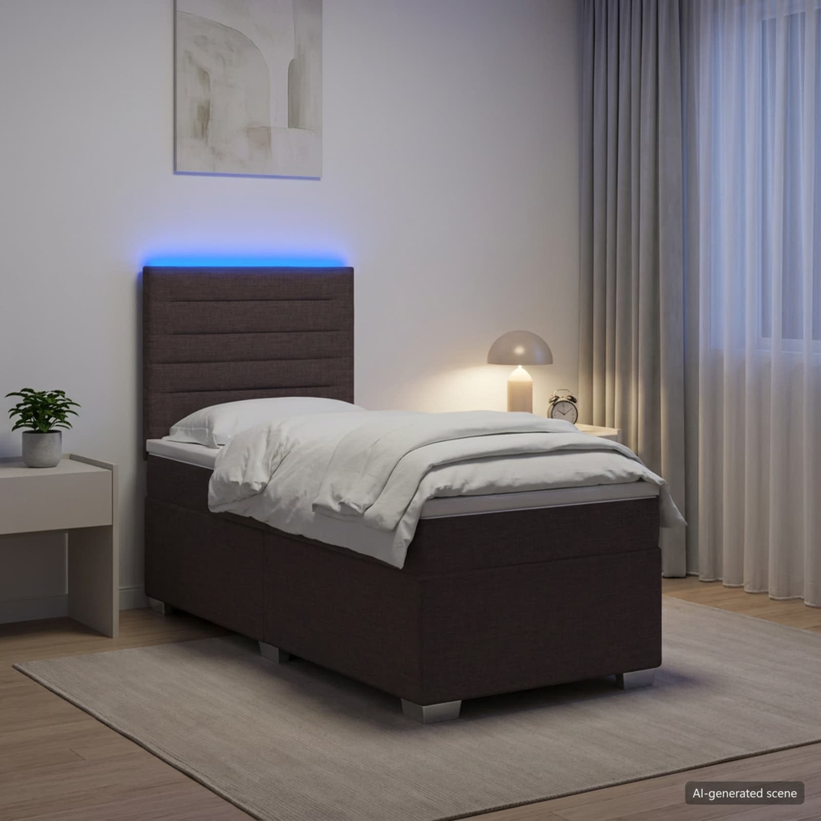 3454778_1.jpg vidaXL Posteľ boxspring s matracom Tmavohnedá 90 x 200 cm Látka – Obrázok 1