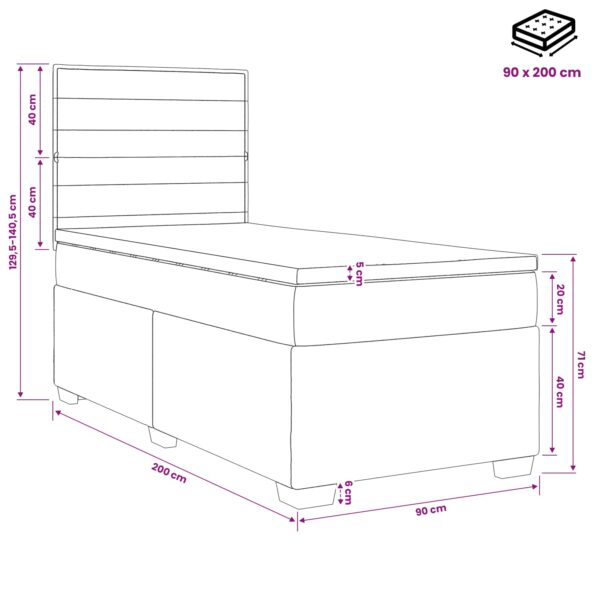 vidaXL Posteľ boxspring s matracom Sivohnedá 90 x 200 cm Látka – Obrázok 11