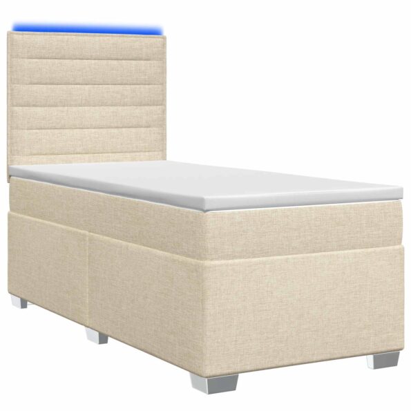vidaXL Posteľ boxspring s matracom Krémová 90 x 200 cm Látka – Obrázok 2