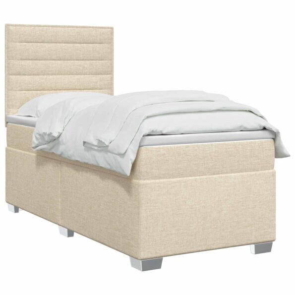 vidaXL Posteľ boxspring s matracom Krémová 90 x 200 cm Látka – Obrázok 3