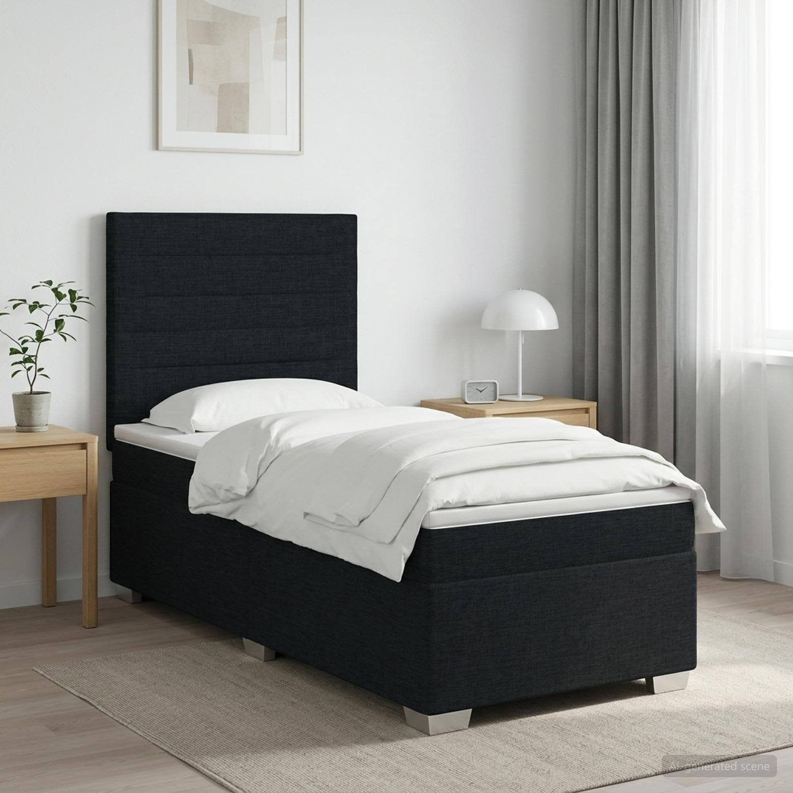 3454798_1.jpg vidaXL Posteľ boxspring s matracom Čierna 100 x 200 cm Látka – Obrázok 1