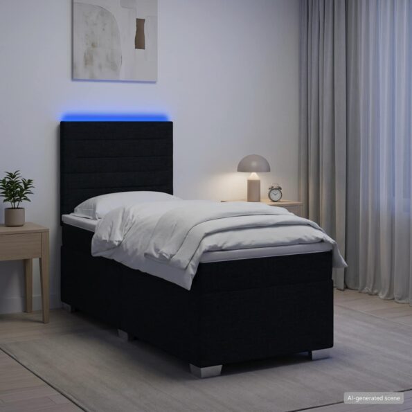 vidaXL Posteľ boxspring s matracom Čierna 100 x 200 cm Látka – Obrázok 4