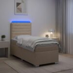 vidaXL Posteľ boxspring s matracom Krémová 100 x 200 cm Látka