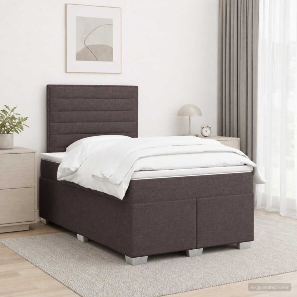 vidaXL Posteľ boxspring s matracom Tmavohnedá 120 x 190 cm Látka – Obrázok 12