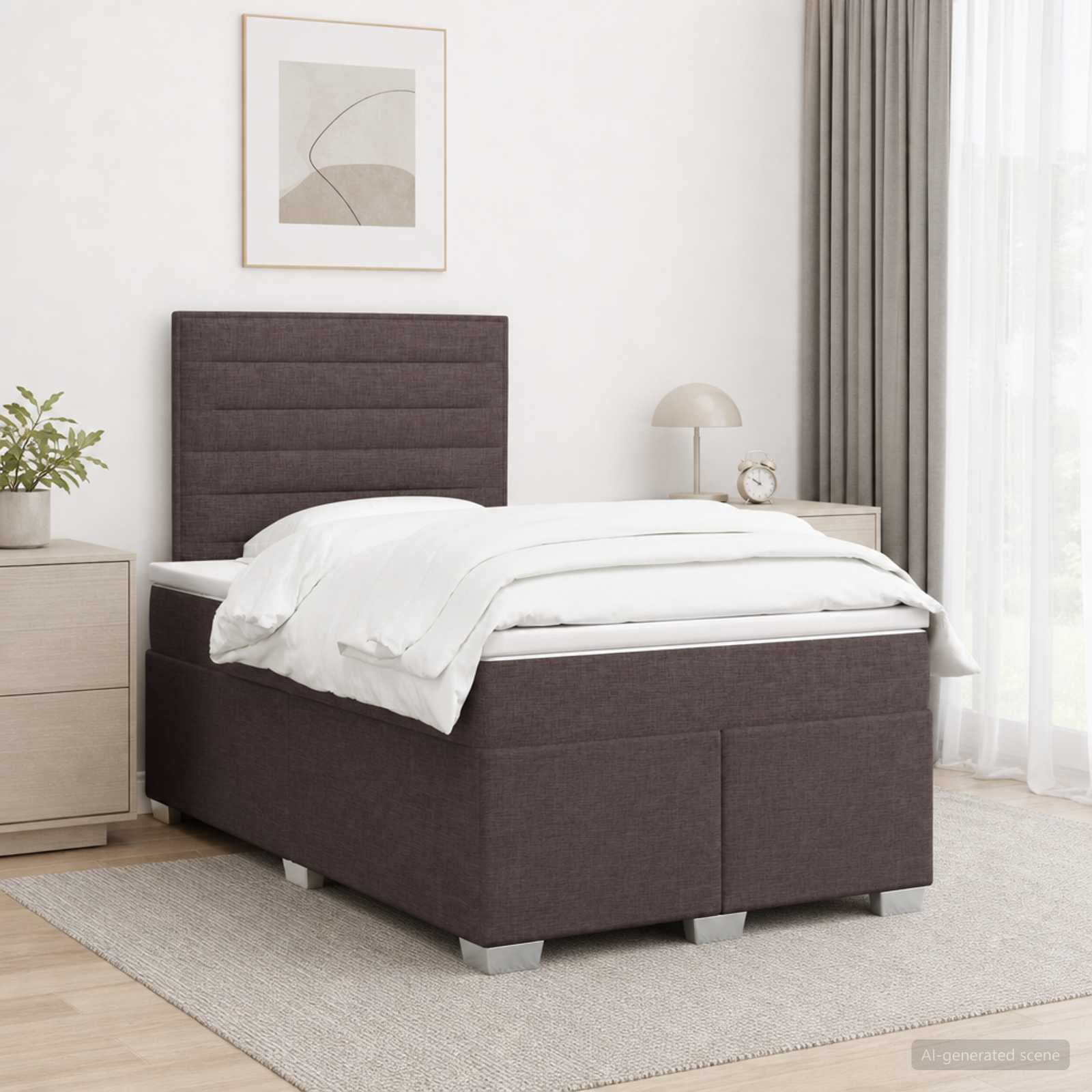 3454820_1.jpg vidaXL Posteľ boxspring s matracom Tmavohnedá 120 x 190 cm Látka – Obrázok 1