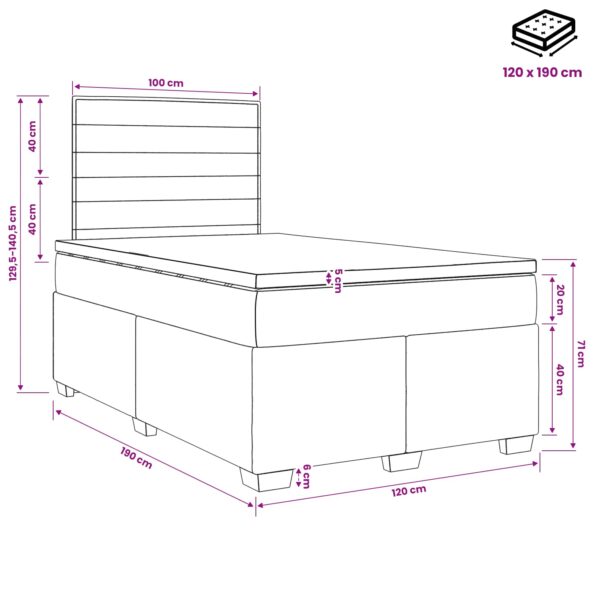 vidaXL Posteľ boxspring s matracom Tmavohnedá 120 x 190 cm Látka – Obrázok 11