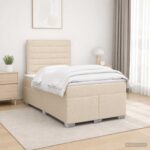 vidaXL Posteľ boxspring s matracom Krémová 120 x 190 cm Látka