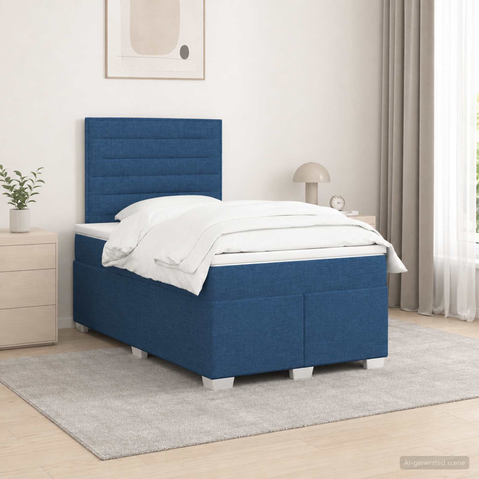 3454823_1.jpg vidaXL Posteľ boxspring s matracom Modrá 120 x 190 cm Látka – Obrázok 1