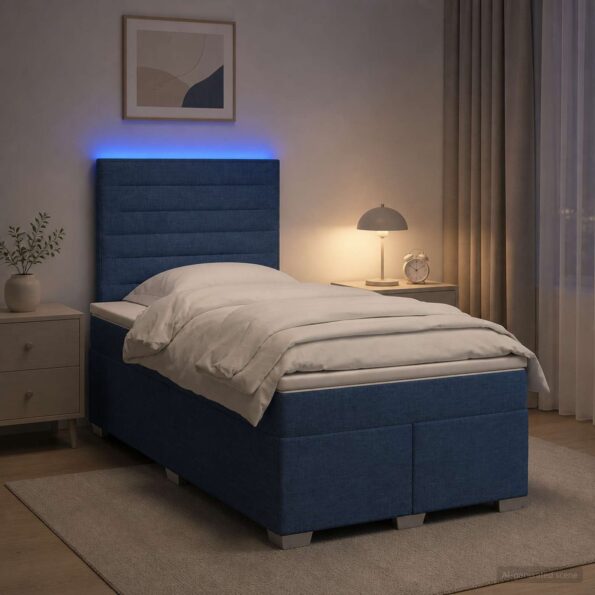 vidaXL Posteľ boxspring s matracom Modrá 120 x 190 cm Látka – Obrázok 4