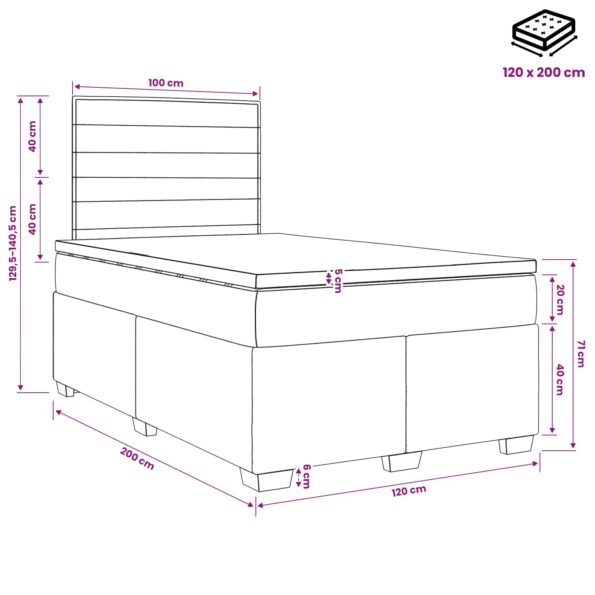 vidaXL Posteľ boxspring s matracom Krémová 120 x 200 cm Látka – Obrázok 11
