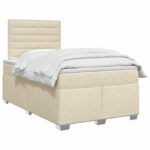 vidaXL Posteľ boxspring s matracom Krémová 120 x 200 cm Látka – Obrázok 2