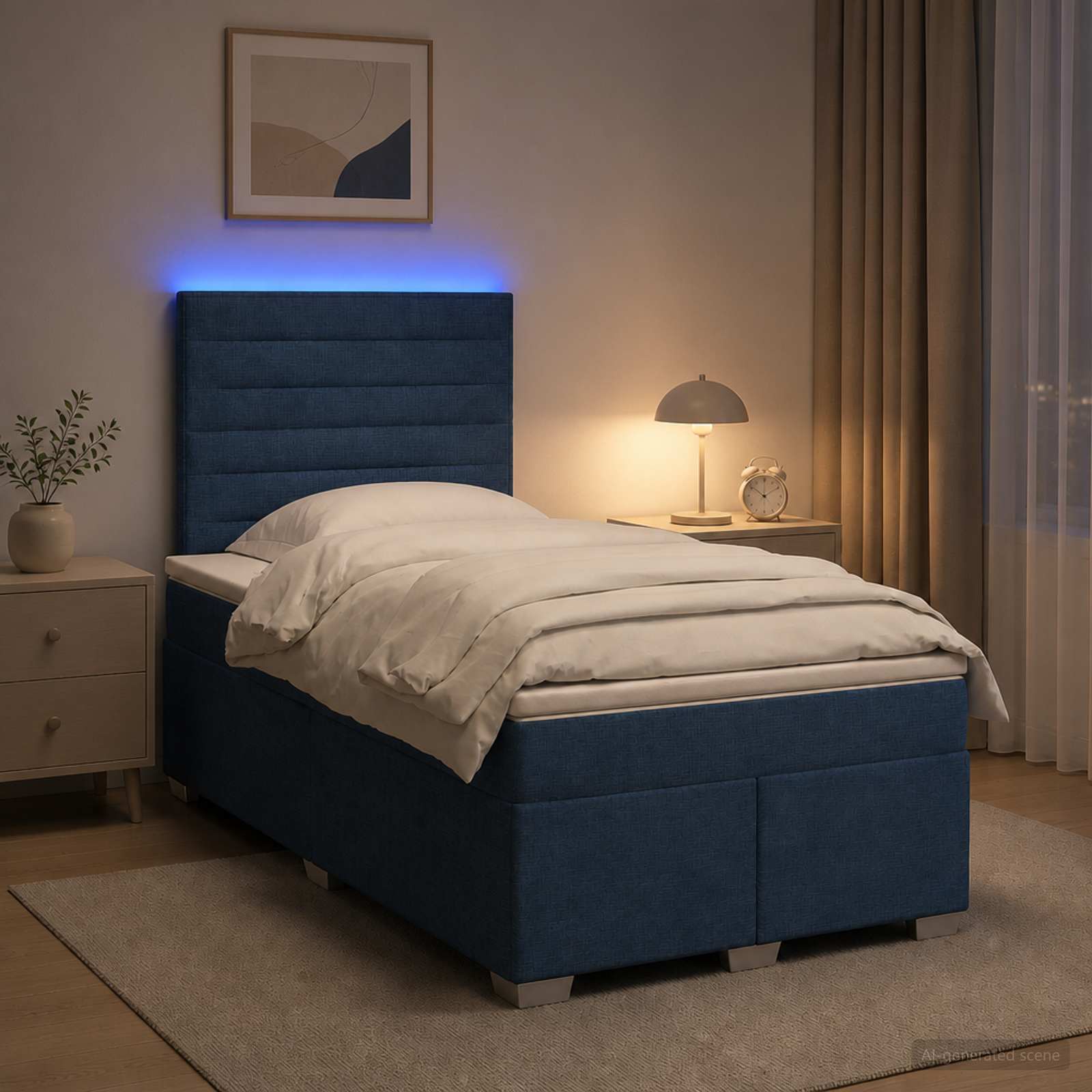 3454844_1.jpg vidaXL Posteľ boxspring s matracom Modrá 120 x 200 cm Látka – Obrázok 1