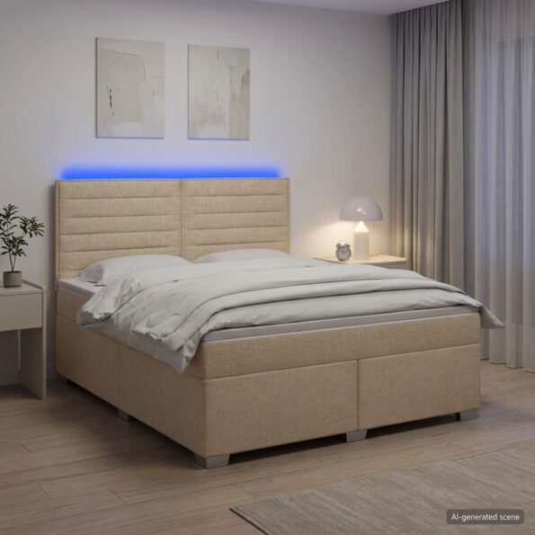 vidaXL Posteľ boxspring s matracom Krémová 140 x 200 cm Látka – Obrázok 13