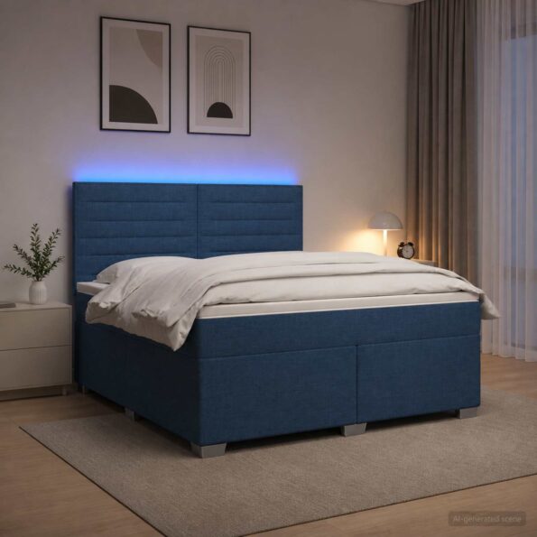 vidaXL Posteľ boxspring s matracom Modrá 140 x 200 cm Látka – Obrázok 12