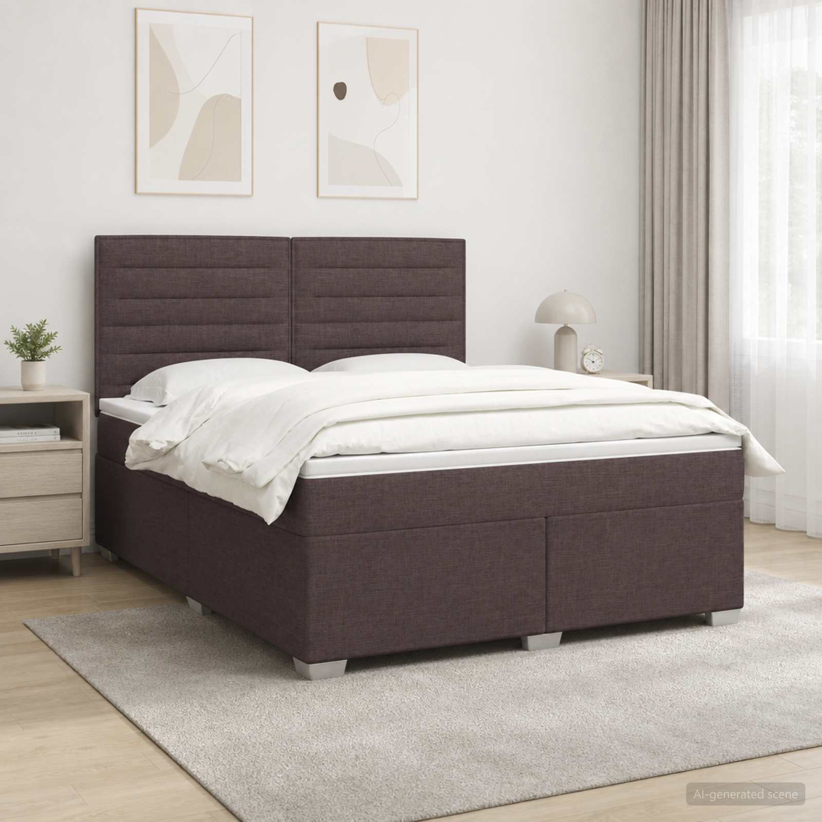 3454904_1.jpg vidaXL Posteľ boxspring s matracom Tmavohnedá 160 x 200 cm Látka – Obrázok 1